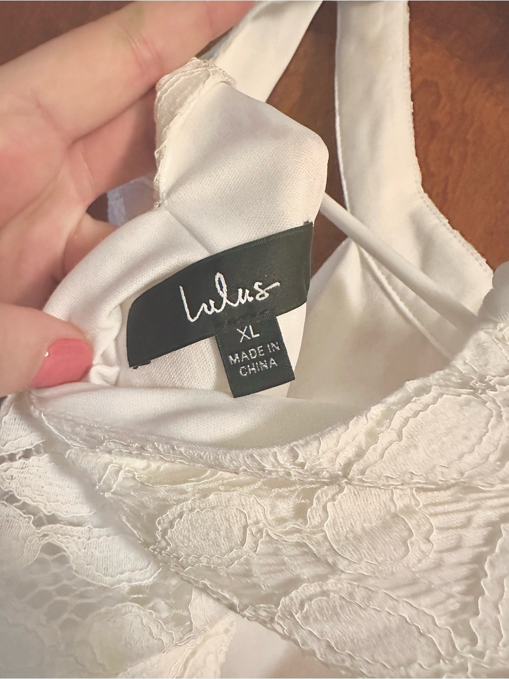Lulus Sleeveless White Lace Halter Shift Dress - Picture 4 of 5
